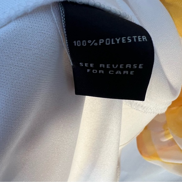 Coco Bianco Top Yellow Strip Round Neck Gathered 3/4 Sleeves Relaxed Fit M - Picture 7 of 8